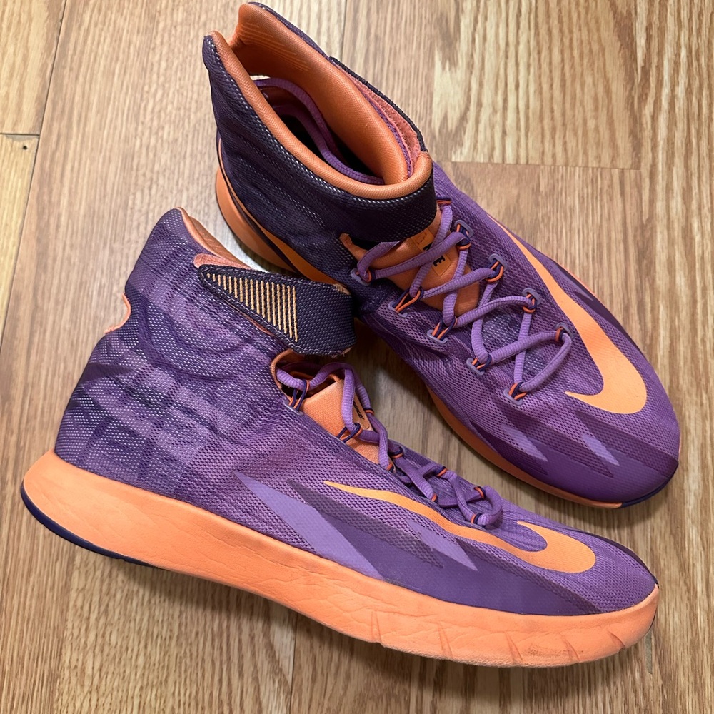 Nike Orange and Purple performance basketball sneakers